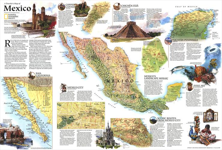 Mapy National Geographic. 539 map. Wysoka jakość - North America - A Travellers Map of Mexico 1994.jpg