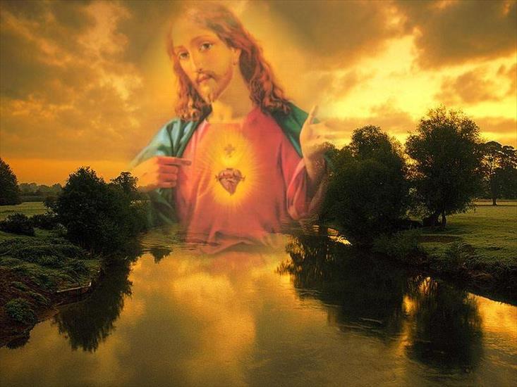 Obrazki religijne - Obraz Serce Boże na rzece1.jpg